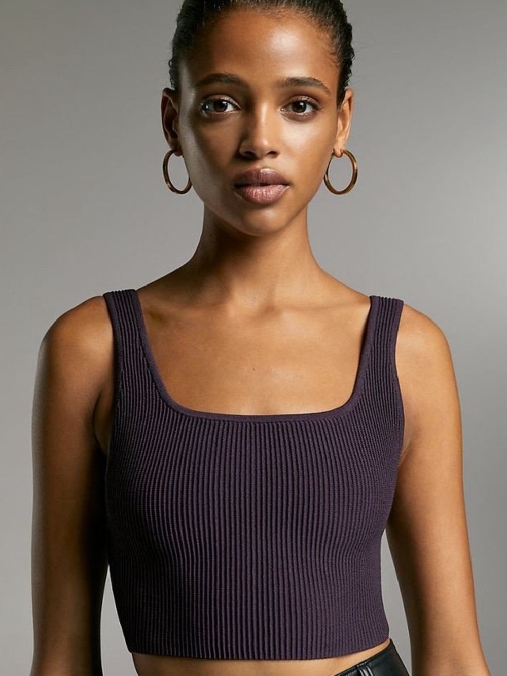 ARITZIA Babaton Sculpt Knit Squareneck Ribbed Tank -Dewberry Purple SIZE SMALL